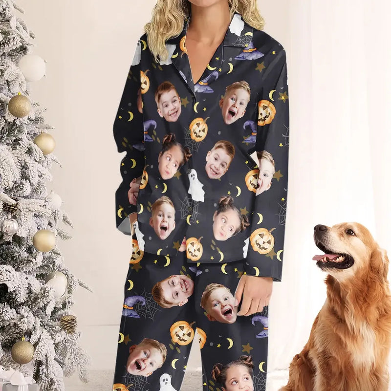 Custom Photo The Bigger The Family, The Greater The Crazy - Family Personalized Custom Pajamas - Halloween Gift For Family Members