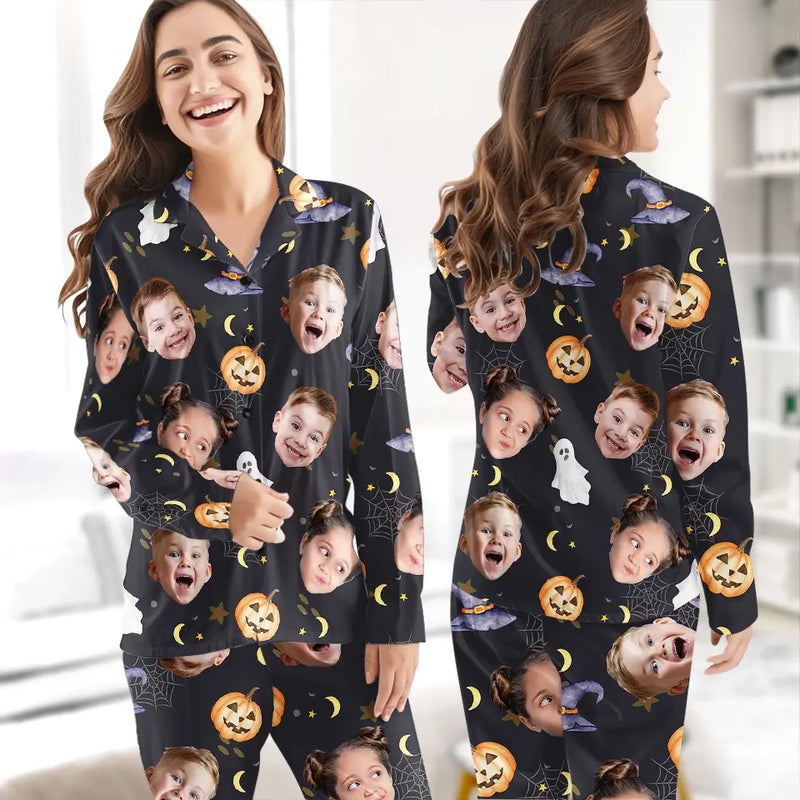 Custom Photo The Bigger The Family, The Greater The Crazy - Family Personalized Custom Pajamas - Halloween Gift For Family Members