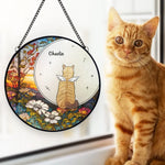 No Longer By My Side, But Forever In My Heart - Memorial Personalized Custom Stained Glass Window Hanging Suncatcher - Sympathy Gift For Pet Owners, Pet Lovers