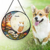 No Longer By My Side, But Forever In My Heart - Memorial Personalized Custom Stained Glass Window Hanging Suncatcher - Sympathy Gift For Pet Owners, Pet Lovers