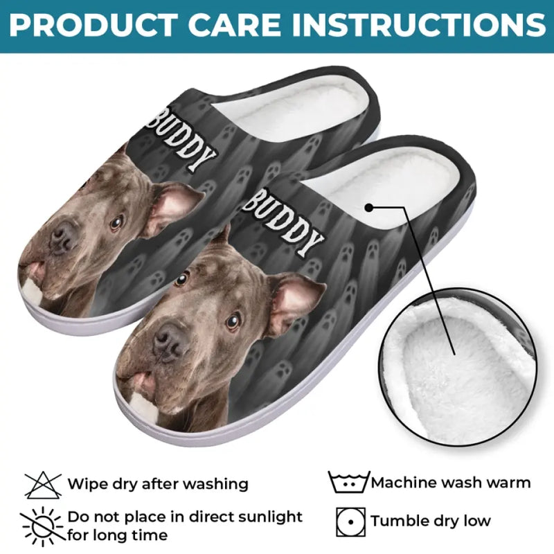 Custom Photo Trick Fur Treats - Dog & Cat Personalized Custom Fluffy Slippers - Halloween Gift For Pet Owners, Pet Lovers