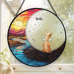 No Longer By My Side, But Forever In My Heart - Memorial Personalized Custom Stained Glass Window Hanging Suncatcher - Sympathy Gift For Pet Owners, Pet Lovers