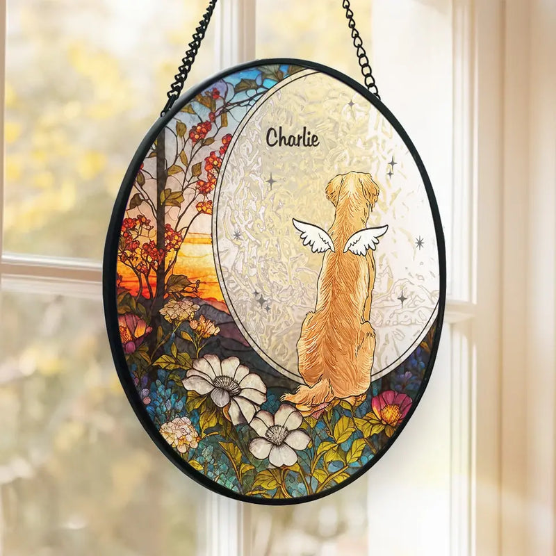 Until The Day We Meet Again On The Rainbow Bridge - Memorial Personalized Custom Stained Glass Window Hanging Suncatcher - Sympathy Gift For Pet Owners, Pet Lovers