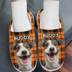 Custom Photo Paw-some Halloween - Dog & Cat Personalized Custom Fluffy Slippers - Halloween Gift For Pet Owners, Pet Lovers