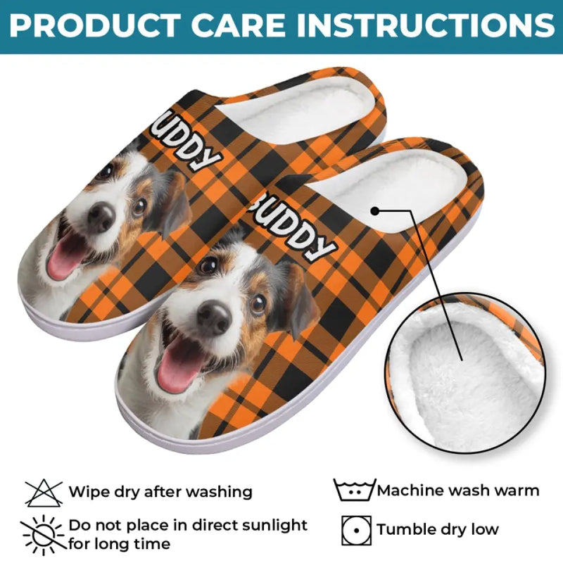 Custom Photo Paw-some Halloween - Dog & Cat Personalized Custom Fluffy Slippers - Halloween Gift For Pet Owners, Pet Lovers