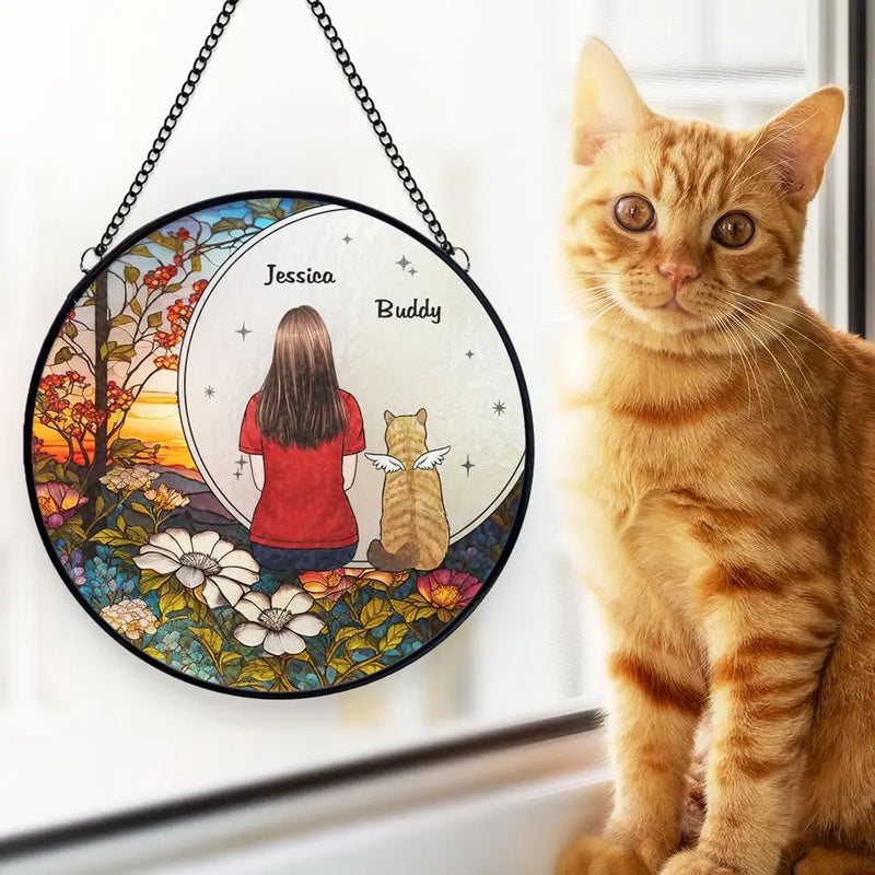 A Whole Lot Of Love - Memorial Personalized Custom Stained Glass Window Hanging Suncatcher - Sympathy Gift For Pet Owners, Pet Lovers