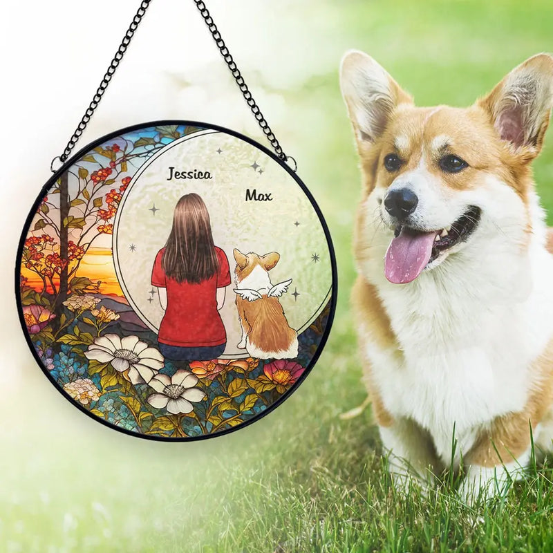 A Whole Lot Of Love - Memorial Personalized Custom Stained Glass Window Hanging Suncatcher - Sympathy Gift For Pet Owners, Pet Lovers