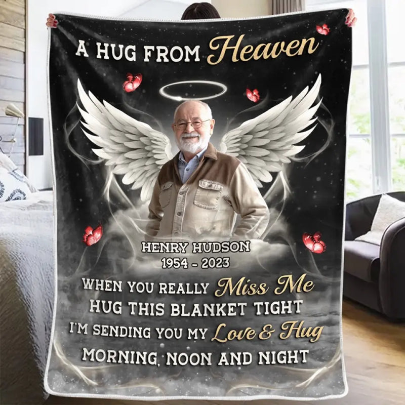 Custom Photo Some Memories Are Created With Hugs - Memorial Personalized Custom Blanket - Sympathy Gift For Family Members
