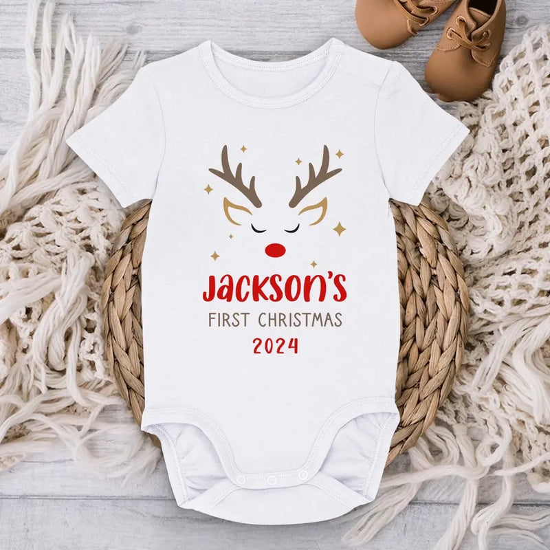 Christmas Is So Much Brighter With A Little One Around - Family Personalized Custom Baby Onesie - Christmas Gift For Baby Kids, Newborn Baby