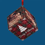 Custom Photo Christmas Couple Gifts - Personalized Cube Ornament