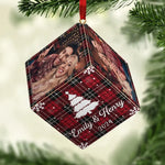 Custom Photo Christmas Couple Gifts - Personalized Cube Ornament