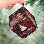 Custom Photo Christmas Couple Gifts - Personalized Cube Ornament