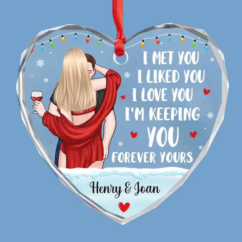 My Snow Angel - Couple Personalized Custom Heart Glass Ornament - Christmas Gift For Husband Wife, Anniversary