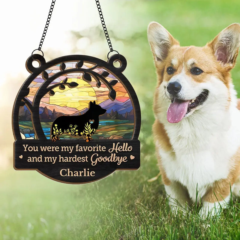 No Longer By Our Side, But Forever In Our Hearts - Memorial Personalized Window Hanging Suncatcher - Sympathy Gift For Pet Owners, Pet Lovers