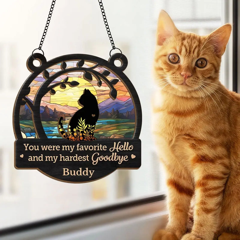 No Longer By Our Side, But Forever In Our Hearts - Memorial Personalized Window Hanging Suncatcher - Sympathy Gift For Pet Owners, Pet Lovers