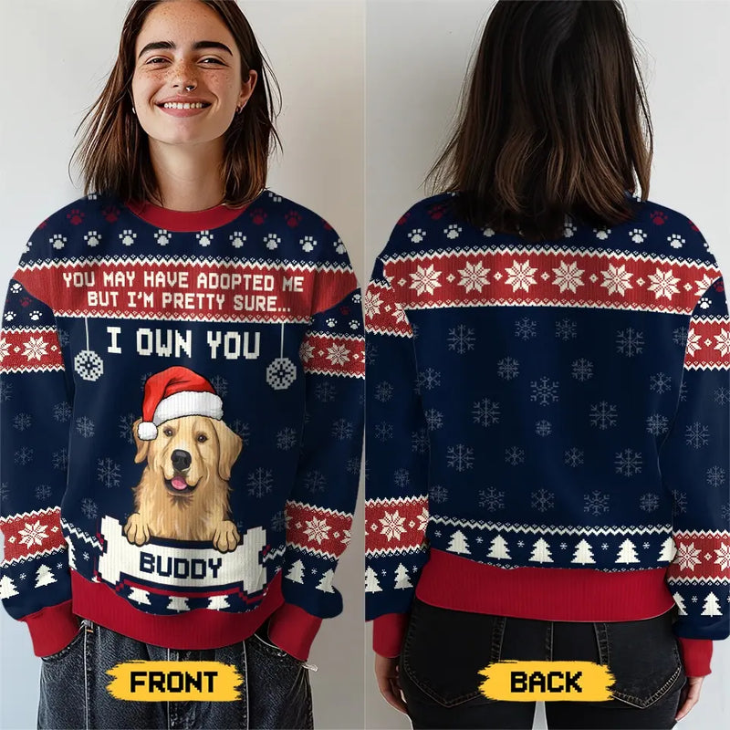 I Own You - Dog Personalized Custom Ugly Sweatshirt - Unisex Wool Jumper - Christmas Gift For Pet Owners, Pet Lovers