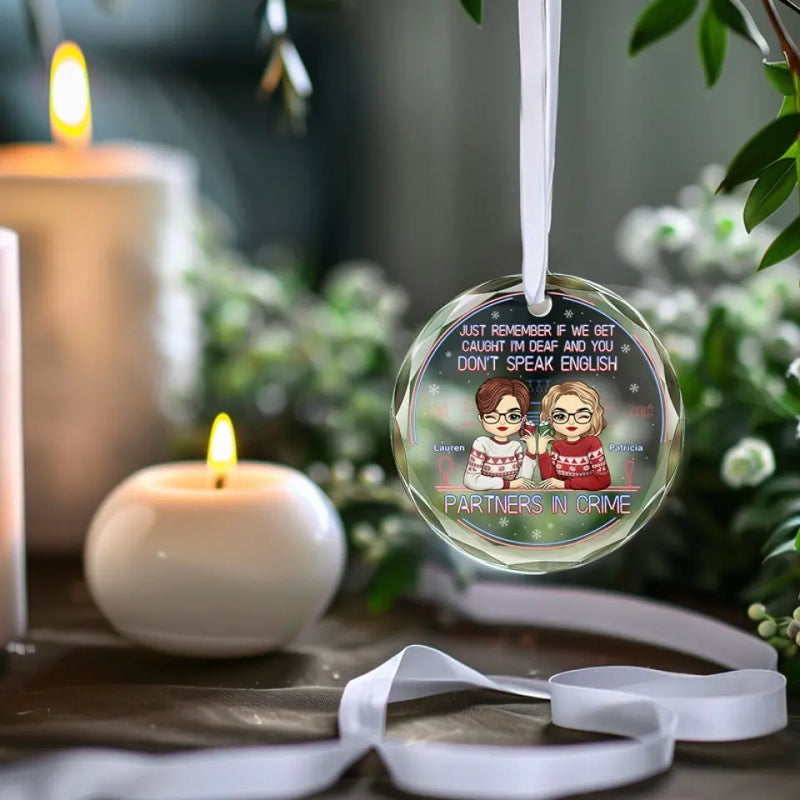 Congrats On Being My Bestie - Bestie Personalized Custom Circle Glass Ornament - Christmas Gift For Best Friends, BFF, Sisters