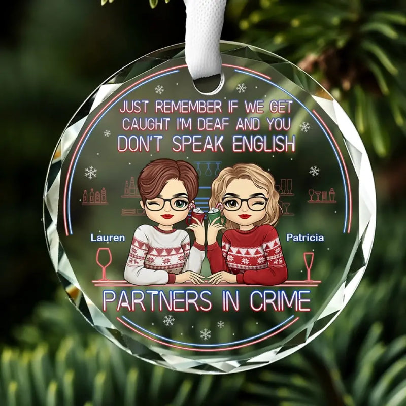 Congrats On Being My Bestie - Bestie Personalized Custom Circle Glass Ornament - Christmas Gift For Best Friends, BFF, Sisters