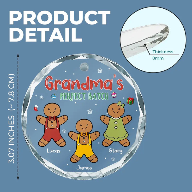 Cozy Cuddles With Grandma's Gingerbread - Family Personalized Custom Circle Glass Ornament - Christmas Gift For Mom, Grandma