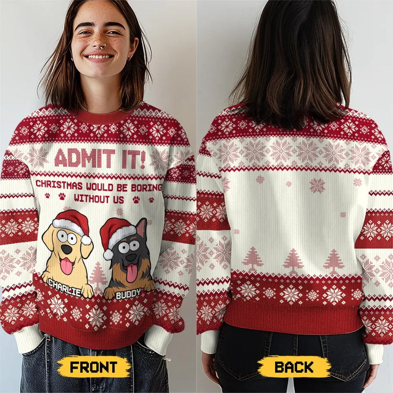 Give The Gift Of Holiday Cheer With A Personalized Pup Sweater - Dog & Cat Personalized Custom Ugly Sweatshirt - Unisex Wool Jumper - Christmas Gift For Pet Owners, Pet Lovers