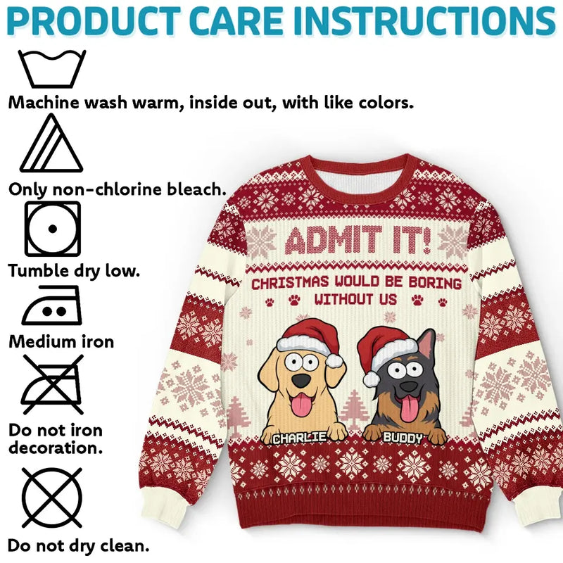 Give The Gift Of Holiday Cheer With A Personalized Pup Sweater - Dog & Cat Personalized Custom Ugly Sweatshirt - Unisex Wool Jumper - Christmas Gift For Pet Owners, Pet Lovers
