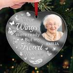 Custom Photo Forever In Our Hearts - Memorial Personalized Custom Mirrored Acrylic Ornament - Sympathy Gift, Christmas Gift For Family Members