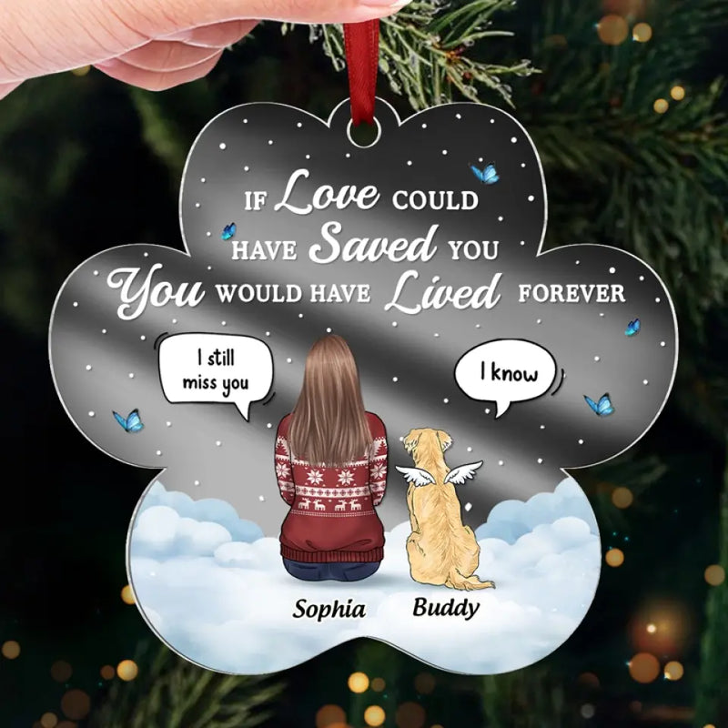 You Were My Favorite Hello - Memorial Personalized Custom Mirrored Acrylic Ornament - Sympathy Gift, Christmas Gift For Pet Owners, Pet Lovers