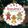 Cherish The Sweet Moments With Family, Just Like Gingerbread Treats - Family Personalized Custom Ornament - Ceramic Round Shaped - Christmas Gift For Mom, Grandma