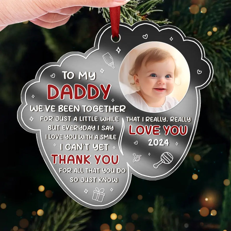Custom Photo Thank You For All That You Do - Family Personalized Custom Mirrored Acrylic Ornament - Christmas Gift For Baby Kids, Newborn Baby