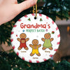 Cherish The Sweet Moments With Family, Just Like Gingerbread Treats - Family Personalized Custom Ornament - Ceramic Round Shaped - Christmas Gift For Mom, Grandma
