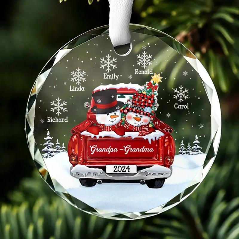 You Made My Childhood Such A Sweet And Happy Time - Family Personalized Custom Circle Glass Ornament - Christmas Gift For Grandpa, Grandma