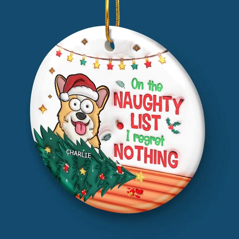 Christmas Cheer With My Pet Sidekick - Dog & Cat Personalized Custom 3D Inflated Effect Printed Ornament - Ceramic Round Shaped - Christmas Gift For Pet Owners, Pet Lovers