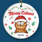 Season's Greetings - Dog & Cat Personalized Custom 3D Inflated Effect Printed Ornament - Ceramic Round Shaped - Christmas Gift For Pet Owners, Pet Lovers