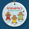 Gingerbread Kisses And Christmas Wishes - Family Personalized Custom Ornament - Ceramic Round Shaped - Christmas Gift For Mom, Grandma