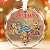 Grandma's Gingerbread And Her Loving Squeeze - Family Personalized Custom Circle Glass Ornament - Christmas Gift For Mom, Grandma
