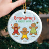 Gingerbread Kisses And Christmas Wishes - Family Personalized Custom Ornament - Ceramic Round Shaped - Christmas Gift For Mom, Grandma