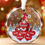 The True Power Behind The Power - Family Personalized Custom Circle Glass Ornament - Christmas Gift For Mom, Grandma