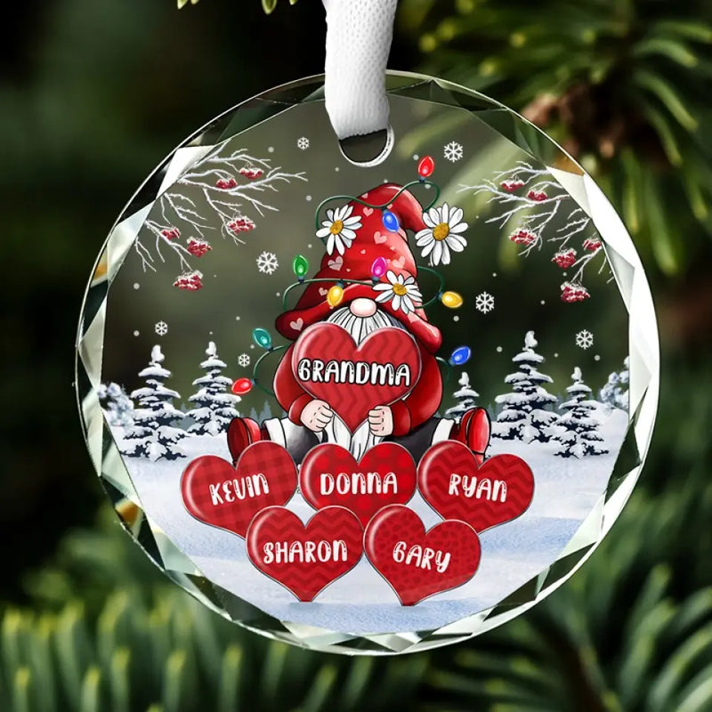 The True Power Behind The Power - Family Personalized Custom Circle Glass Ornament - Christmas Gift For Mom, Grandma