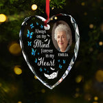Custom Photo Never Forgotten, Forever Loved - Memorial Personalized Custom Heart Glass Ornament - Sympathy Gift, Christmas Gift For Family