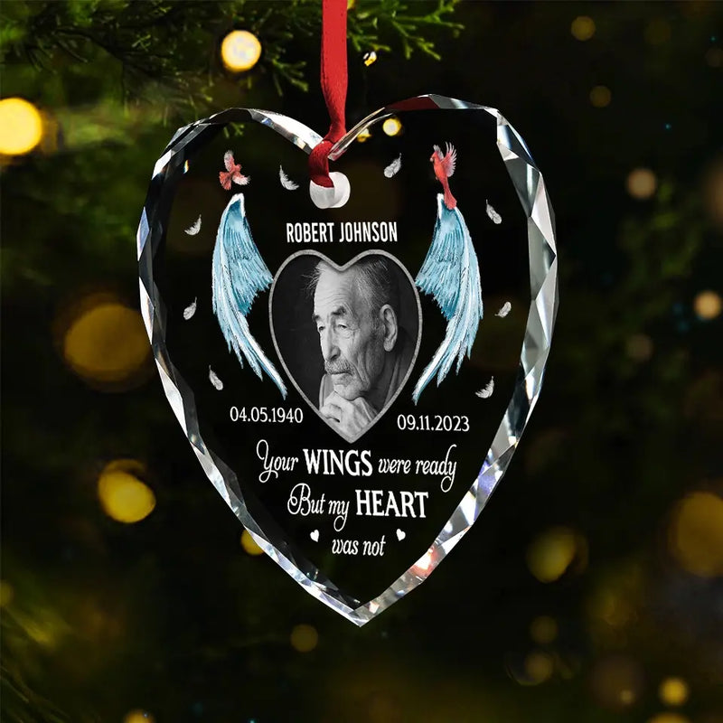 Custom Photo Memories For A Lifetime - Memorial Personalized Custom Heart Glass Ornament - Sympathy Gift, Christmas Gift For Family Members