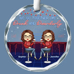 Custom Name Funny Drinking Christmas Gifts for Friends - Personalized Glass Ornament