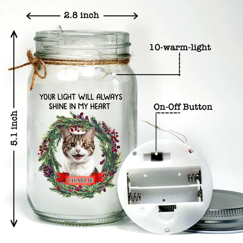 Custom Photo Light Up Your Life With Furry Love - Dog & Cat Personalized Custom Mason Jar Light - Christmas Gift For Pet Owners, Pet Lovers