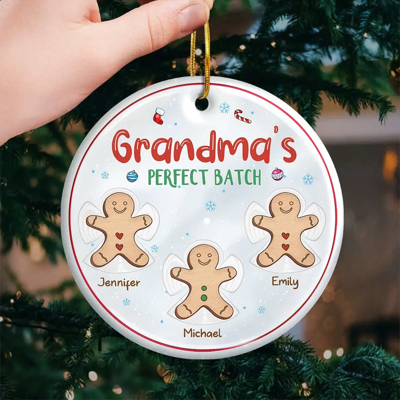 Spreading Gingerbread Joy - Family Personalized Custom Ornament - Ceramic Round Shaped - Christmas Gift For Mom, Grandma