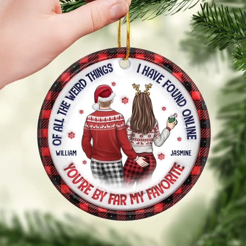 My Love For You Grows Stronger - Couple Personalized Custom 3D Inflated Effect Printed Ornament - Ceramic Round Shaped - Christmas Gift For Husband Wife, Anniversary