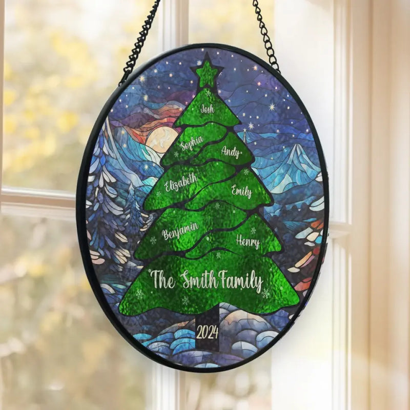 Merry Everything And Happy Always - Family Personalized Custom Stained Glass Window Hanging Suncatcher - Christmas Gift For Family Members