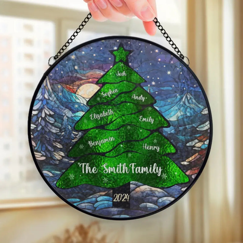 Merry Everything And Happy Always - Family Personalized Custom Stained Glass Window Hanging Suncatcher - Christmas Gift For Family Members