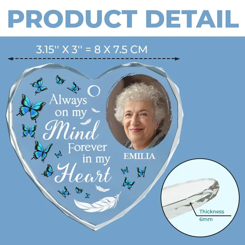 Custom Photo Never Forgotten, Forever Loved - Memorial Personalized Custom Heart Glass Ornament - Sympathy Gift, Christmas Gift For Family Members