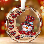The True Spirit Of Christmas Lies In Your Heart - Family Personalized Custom Circle Glass Ornament - Christmas Gift For Grandma