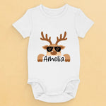Custom Name Christmas Reindeer Gifts for Babies - Personalized Baby Onesies
