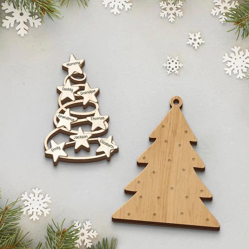 Family Is The Greatest Christmas Gift - Family Personalized Custom Shaped 2 Layered Wood Christmas Ornament - Christmas Gift For Family Members